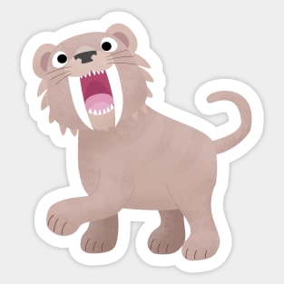 Cute Saber Toothed Tiger Smilodon cartoon Sticker